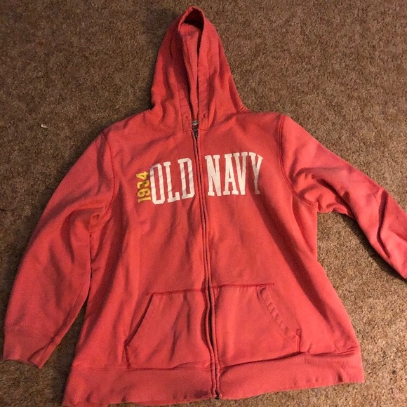 old navy red zip up hoodie